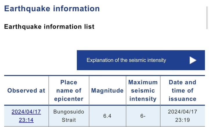 Osaka: First earthquake